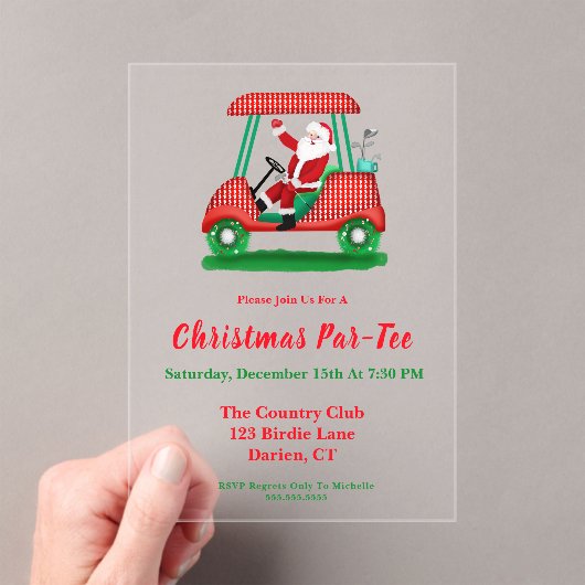 サンタゴエレガントルフクリスマスパーティの招待状 アクリル招待状 (インサイチュ (ポータブル))