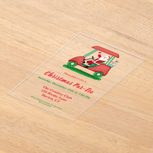 サンタゴエレガントルフクリスマスパーティの招待状 アクリル招待状 (レイダウン)