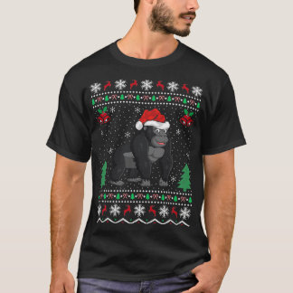サンタゴリラ動物愛好家クリスマスギフト醜いゴリラ Tシャツ