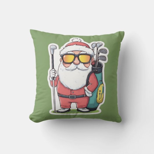 サンタゴルフィングクリスマスおもしろい クッション (正面)