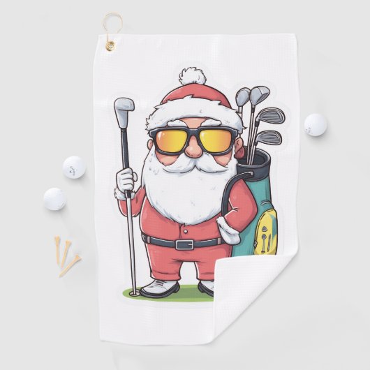 サンタゴルフィングクリスマスおもしろい ゴルフタオル (インサイチュ)