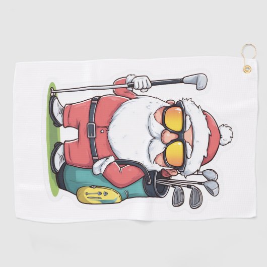 サンタゴルフィングクリスマスおもしろい ゴルフタオル (横)