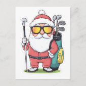 サンタゴルフィングクリスマスおもしろい シーズンポストカード (正面)