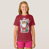 サンタゴルフィングクリスマスおもしろい Tシャツ (正面フル)