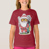 サンタゴルフィングクリスマスおもしろい Tシャツ (正面)