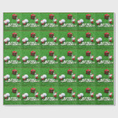 サンタゴルフボールとティー付きゴルフクリスマス ラッピングペーパー (フラット)