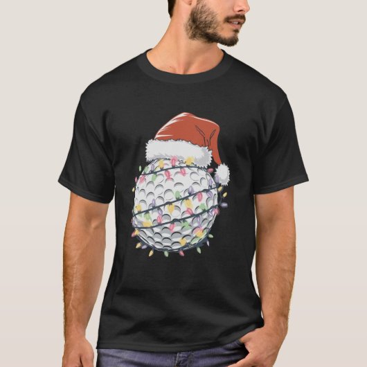 サンタゴルフユーモスクリスマスゴルファー女性男性クリスマス Tシャツ (正面)