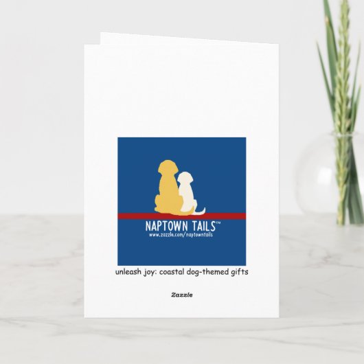 サンタゴールデンサーフボードドッグシーガルクリスマスカード サンキューカード (裏面)