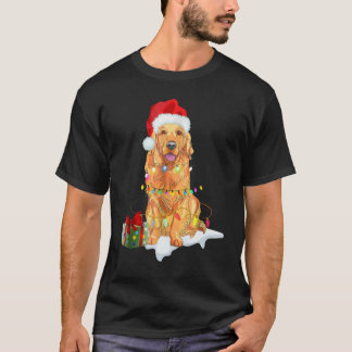 サンタゴールデンレトリエバークリスマスライトクリスマスギフト Tシャツ