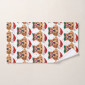 サンタゴールデンレトリバークリスマス ハンドタオル (ハンドタオル)