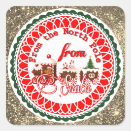 サンタゴールドグリッターからの北極 スクエアシール