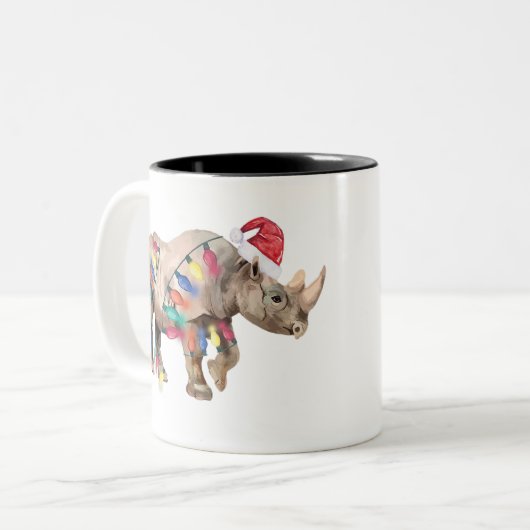 サンタサイのクリスマスライトはクリスマスを愛する人だ ツートーンマグカップ (正面左)