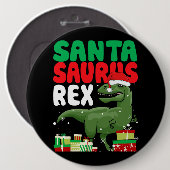 サンタサウルスおもしろいレックスクリスマスTRex恐竜サン 缶バッジ (正面&裏面)