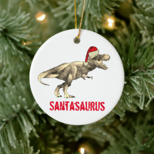 サンタサウルスのクリスマス恐竜Tレックス小妖精や小人 セラミックオーナメント