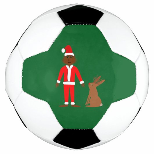 サンタサスカッチとジャッカロープクリスマス サッカーボール (正面)