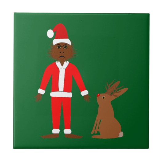サンタサスカッチとジャッカロープクリスマス タイル (正面)