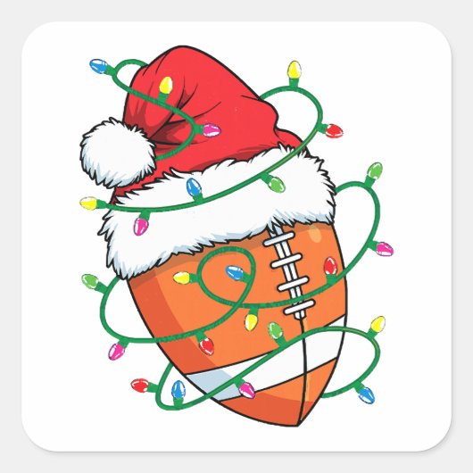 サンタサッカースポーツボールメンズボーイズクリスマスクリスマス スクエアシール (正面)