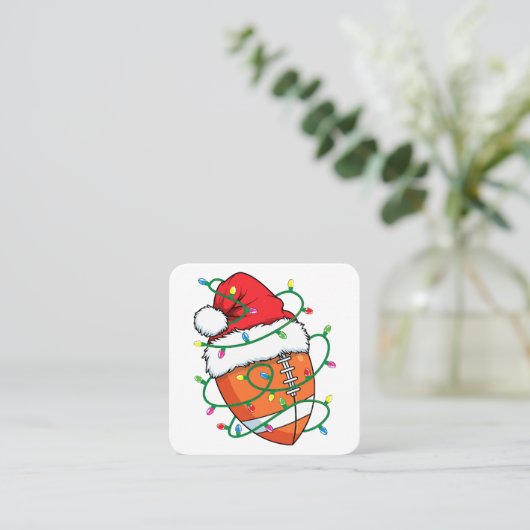 サンタサッカースポーツボールメンズボーイズクリスマスクリスマス スクエア名刺 (スタンド正面)