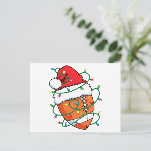 サンタサッカースポーツボールメンズボーイズクリスマスクリスマス ポストカード (スタンド正面)