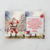 サンタサッカーファミリーフォトホリデーグリーティング カード (内部)