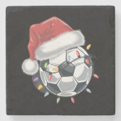 サンタサッカーボールスポーツクリスマスサッカー選手 ストーンコースター (正面)