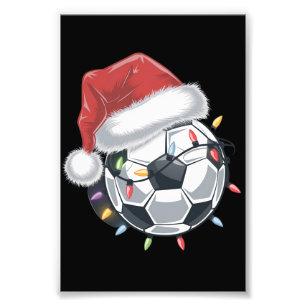 サンタサッカーボールスポーツクリスマスサッカー選手 フォトプリント           