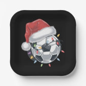 サンタサッカーボールスポーツクリスマスサッカー選手 ペーパープレート (正面)