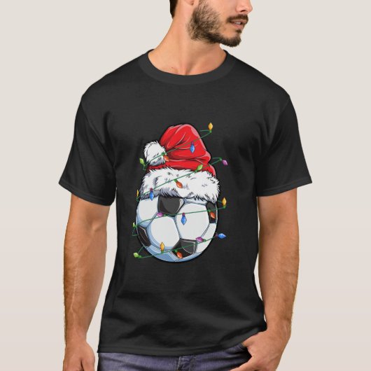 サンタサッカーボールスポーツデザインクリスマスサッカーP Tシャツ (正面)