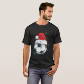 サンタサッカーボールスポーツデザインクリスマスサッカーP Tシャツ (正面フル)