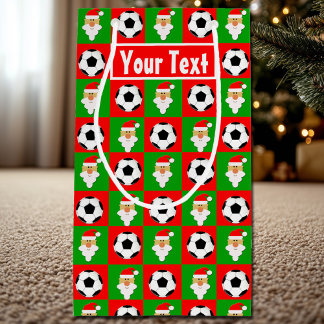 サンタサッカー選手名前をカスタムする/文字クリスマス スモールペーパーバッグ