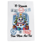 サンタサックいっぱいのギフトと休日応援 ミディアムペーパーバッグ (正面)