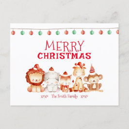 サンタサファリの動物たち、メリークリスマス シーズンポストカード