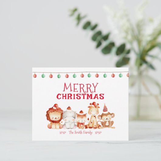 サンタサファリの動物たち、メリークリスマス シーズンポストカード (スタンド正面)