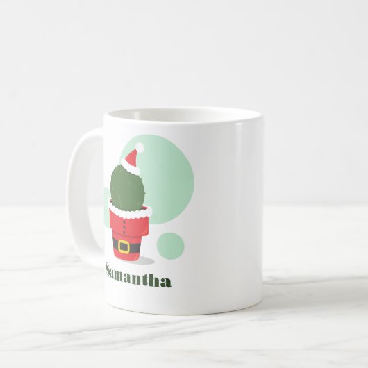 サンタサボテンの名前クリスマス コーヒーマグカップ (正面左)