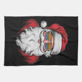 サンタサングラスプライドクリスマスパジャマX-masゲイ キッチンタオル (横)