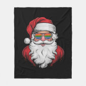 サンタサングラスプライドクリスマスパジャマX-masゲイ フリースブランケット (正面)