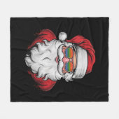 サンタサングラスプライドクリスマスパジャマX-masゲイ フリースブランケット (正面(横))