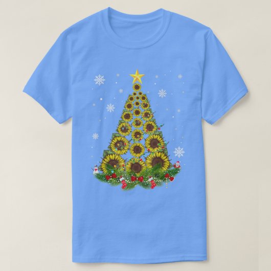 サンタサンフラワークリスマスツリークリスマスライトサンタS Tシャツ (デザイン正面)