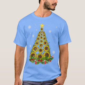 サンタサンフラワークリスマスツリークリスマスライトサンタS Tシャツ