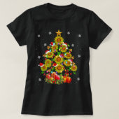 サンタサンフラワークリスマスツリークリスマスライトサンタS Tシャツ (デザイン正面)
