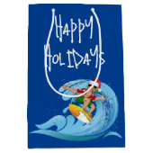 サンタサーファーオンウェーブ ミディアムペーパーバッグ (正面)