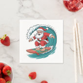 サンタサーフィンクリスマスサーフXマスフェスティバルホリデー スタンダードカクテルナプキン (インサイチュ)