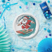 サンタサーフィンクリスマスサーフXマスフェスティバルホリデー ペーパープレート (パーティー)