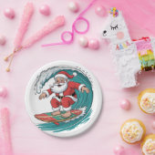 サンタサーフィンクリスマスサーフXマスフェスティバルホリデー ペーパープレート (パーティー)