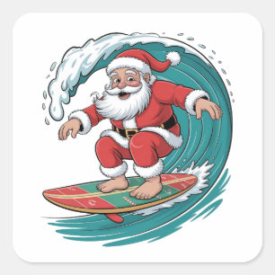 サンタサーフィンクリスマスサーフXmasフェスティブホリデー スクエアシール