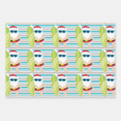 サンタサーフィンクールダドシェーズストライプクリスマス ラッピングペーパーシート (正面3)