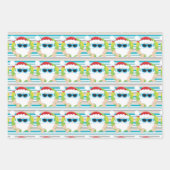 サンタサーフィンクールダドシェーズストライプクリスマス ラッピングペーパーシート (正面2)