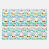 サンタサーフィンクールダドシェーズストライプクリスマス ラッピングペーパーシート (正面)