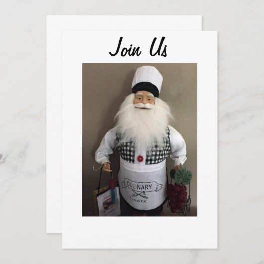 サンタシェフがクリスマス・ギャザリングにみんなを招待します 招待状 (正面/裏面)