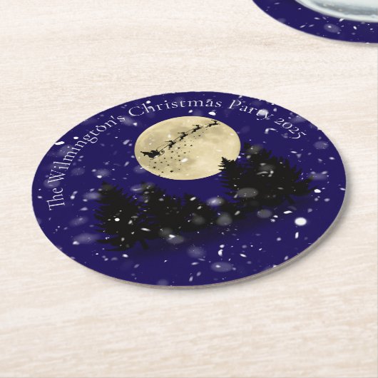 サンタシグティンクリスマスパーティー ラウンドペーパーコースター (アングル)